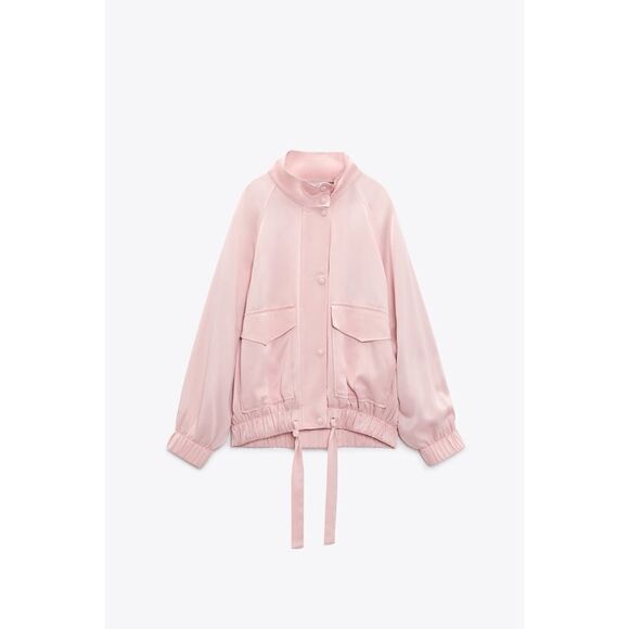 NWT Zara Pocketed Flowy Jacket in Pale Pink, Size Medium - Picture 7 of 15